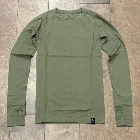 Rokwolf Women's Burnt Olive Long Sleeve Athletic Lounge Tee, Size XS - Picture 1 of 8